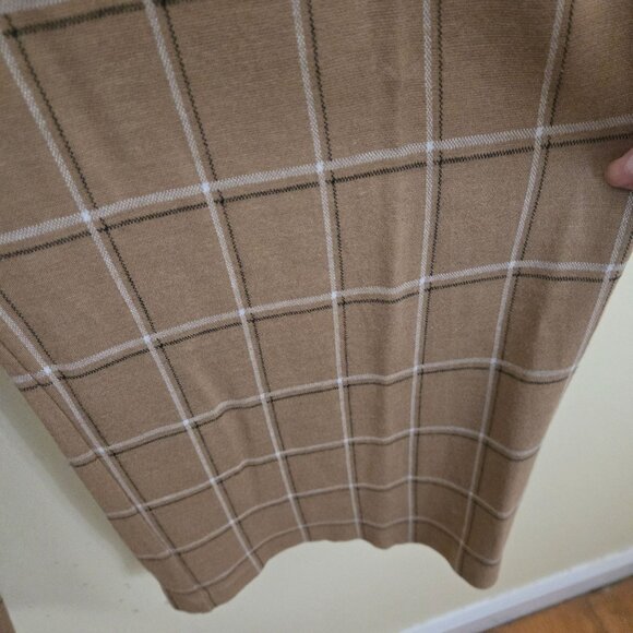 J. Jill Ponte Full Leg Cropped Plaid Pants Tan Pull On Size L - Picture 4 of 6